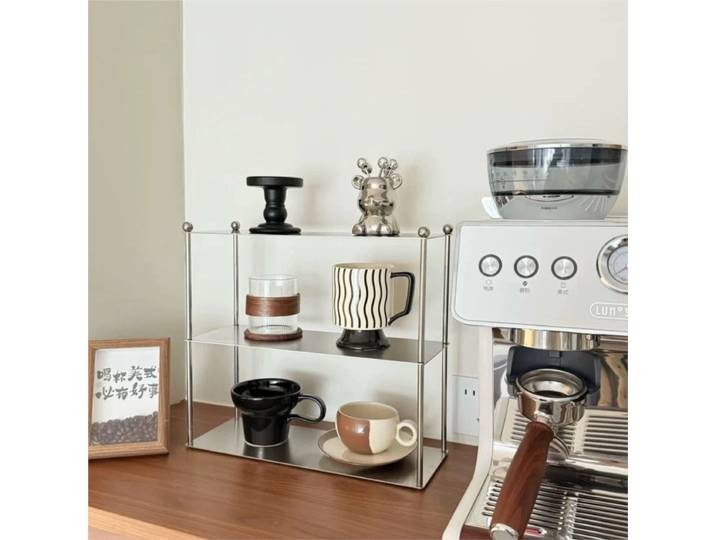 Étagère de rangement multicouche en acier inoxydable, support de rangement pour tasses en métal, support de rangement de bureau, support de rangement pour cosmétiques, support de rangement ZI620