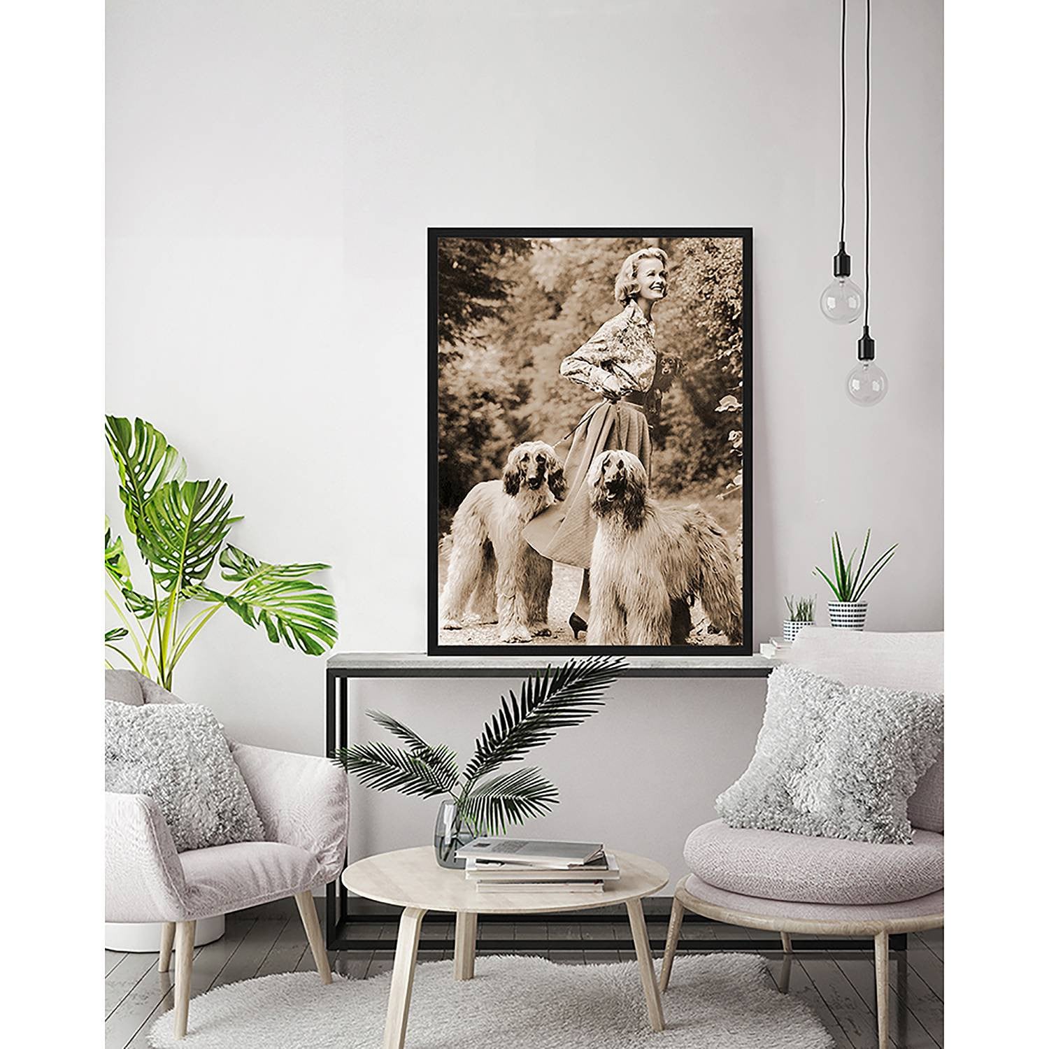 home24 Wanddecoratie With the dogs, zwart, 63 x 83 cm