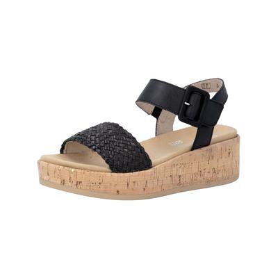 Keilsandalette REMONTE "Remonte Sandalen Lederimitat", Damen, Gr. 38, schwarz, Lederimitat, Schuhe