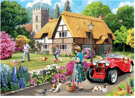 Holdson Nostalgia Collection Summer in the Garden 1000-Piece Jigsaw Puzzle, 70 x 50 cm, English Countryside Scene, 1000 Piece, Adult Puzzle