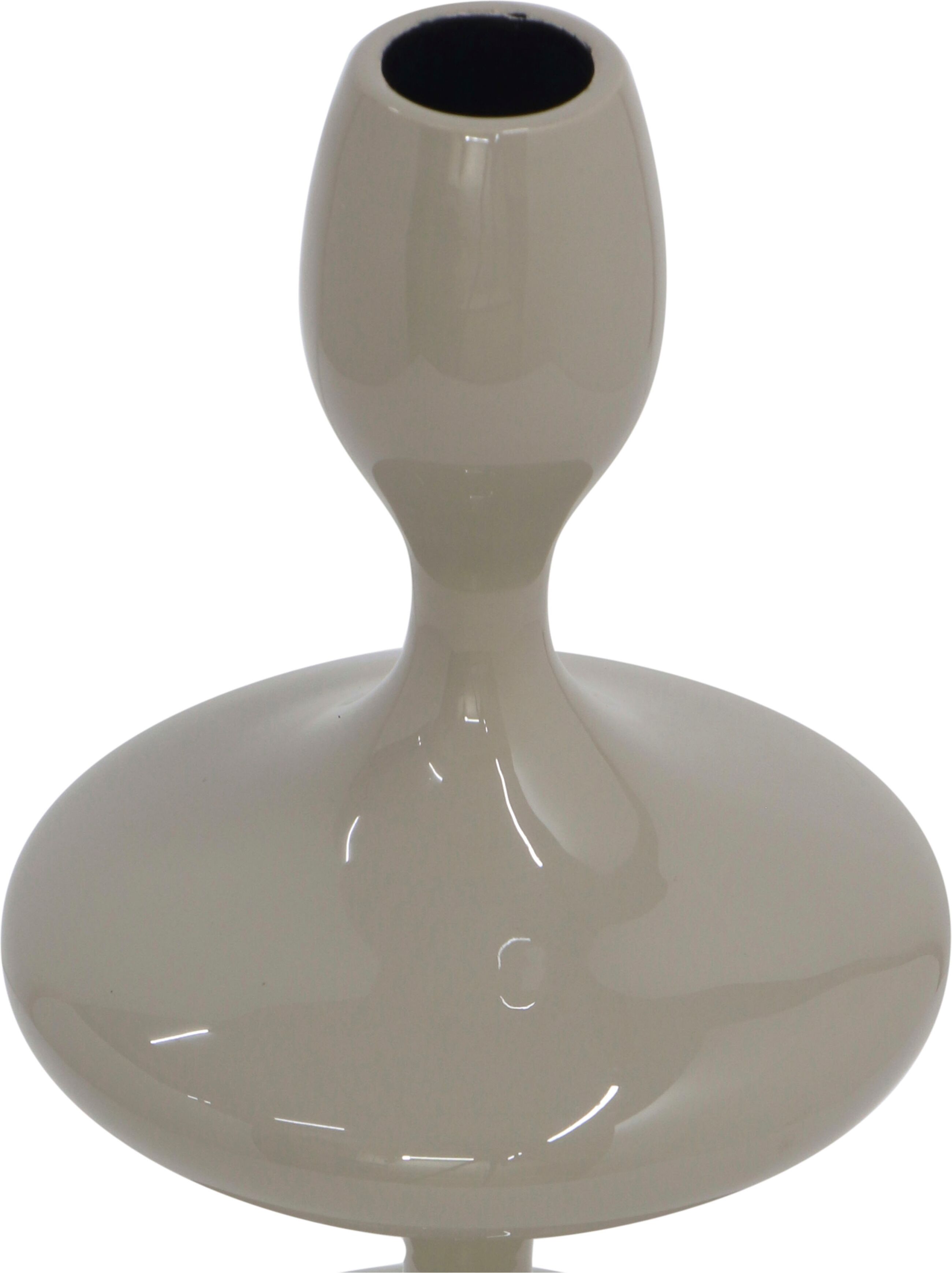 Kerzenhalter MIRRORS AND MORE "LAUREEN", beige (warm grau), B:11cm H:28cm, Metall, Kerzenhalter, Kerzenhalter, Aussergewöhnliche, moderne Form warm grau B/H/T: 11cm x 28cm