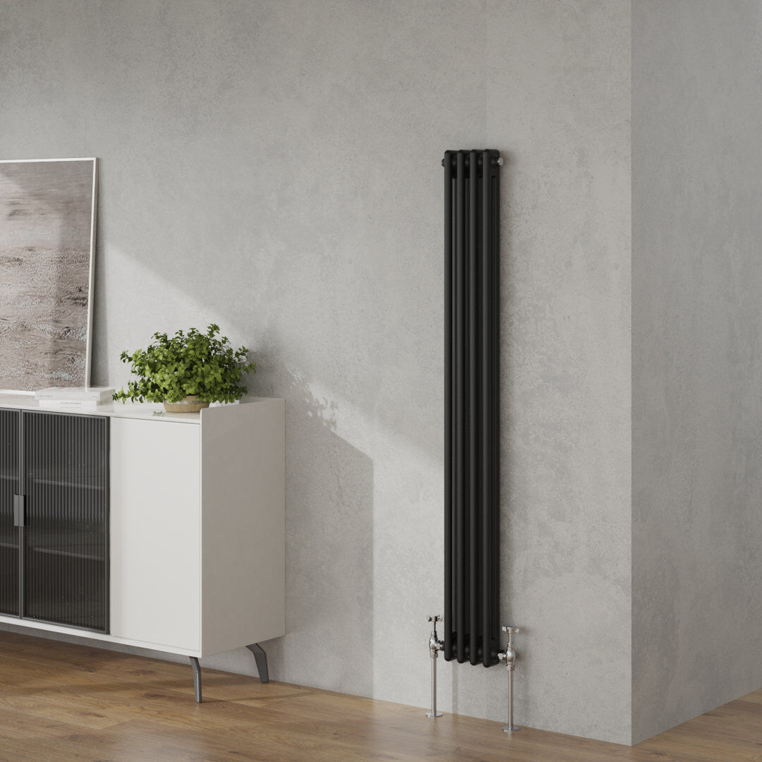 Belfry Heating Brunner Vertical Traditional Column Radiator Black 1500mm H x200mm W x 70mm D
