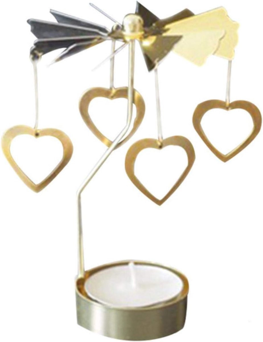 Elegante gouden metalen kandelaar voor kaarsen als kerstdecoratie - 8 x 13 cm