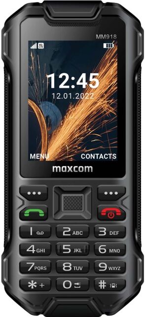 MaxCom Strong MM918 Téléphone mobile IP68 4G robuste avec Bluetooth, sonnerie forte et menu intuitif.