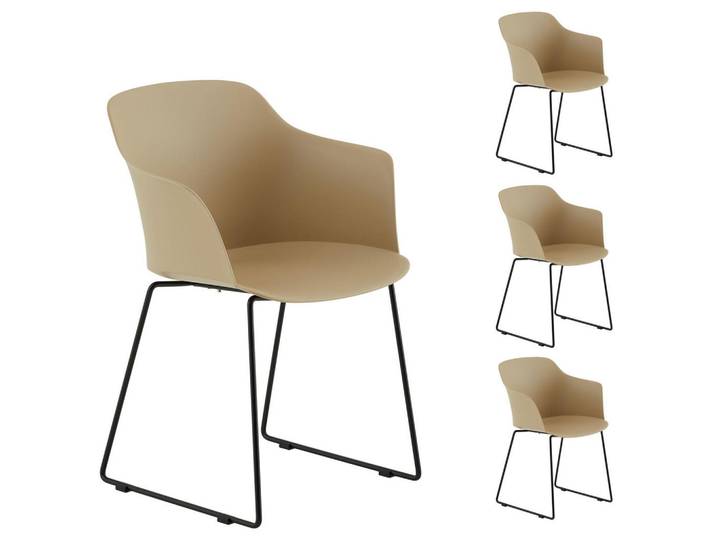Idimex Gartenstühle Foro 4er-Set beige, Beige, Mode, 58x82x52 cm, Gartenmöbel, Gartensessel, Gartenstühle