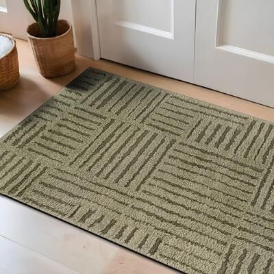 World Rug Gallery Basket Weave Power Loomed Soft Shag High-Low Indoor Area Rug