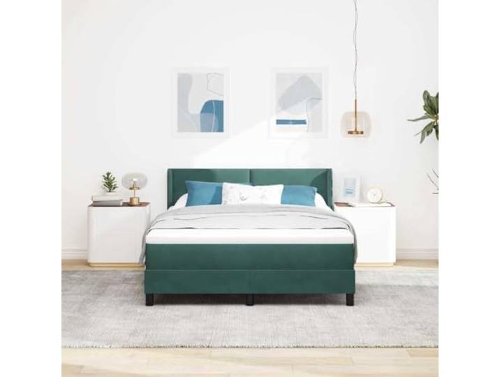 KTHLBRH Doppelbett dunkelgrün 160 x 200 cm Gestell aus Massivholz, Kopfteil aus Samt, verstellbar, Matratze mittelschwer