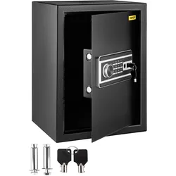 VEVOR Tresor 60 L, Möbeltresor 17kg Belastbarkeit, Wandtresor Schwarz staubdicht mit Fingerabdruck Code Digital-Tastenfeld Schlüssel 4 Schlosssystemen Sicherheitstresor Wohnung Hotel Büro