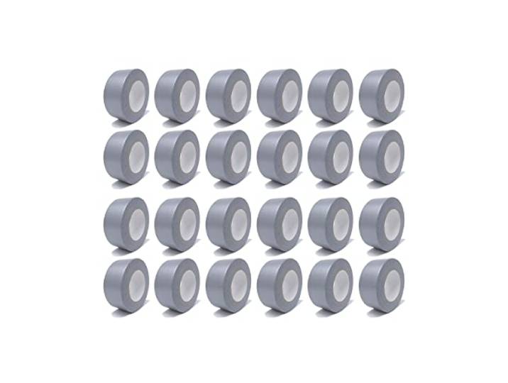 gws Panzer-Tape 24 Rollen kräftiges Gewebe-Klebeband für raue Untergründe robustes Steinband von Hand reißbar versch. Farben Länge 50 m x 50 mm breit - silber