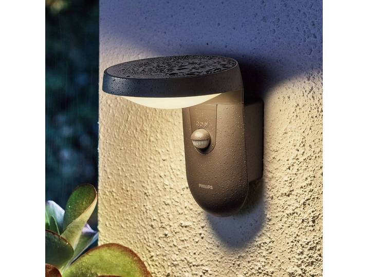 Philips Aussenwandleuchte mit Bewegungsmelder Tyla, schwarz, Aluminium, Modern