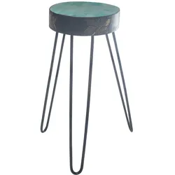 Albasia Wood Plant Stand - Turquoise & gold detail