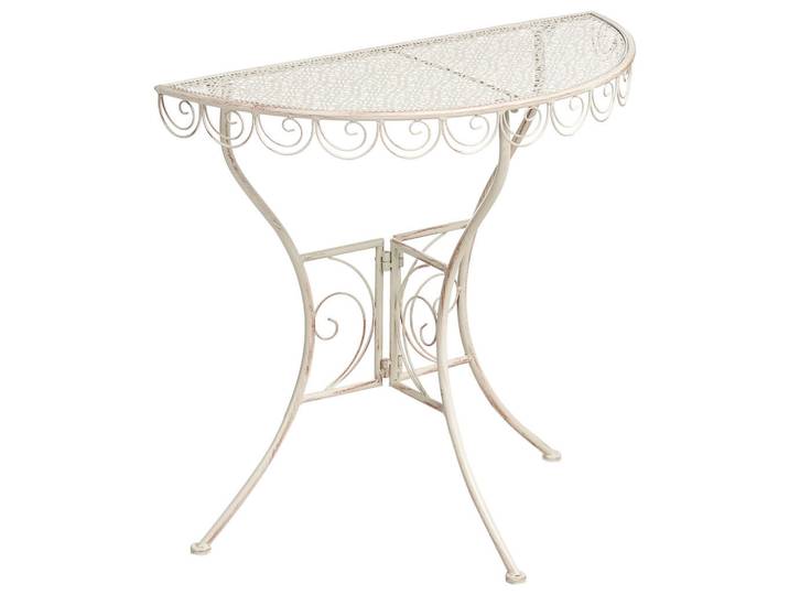 Beliani Bistrotisch 80/36 cm Metall Hellbeige Juina, Beige, Rund, 36x75x80 cm, Gartenmöbel, Gartentische, Balkontische
