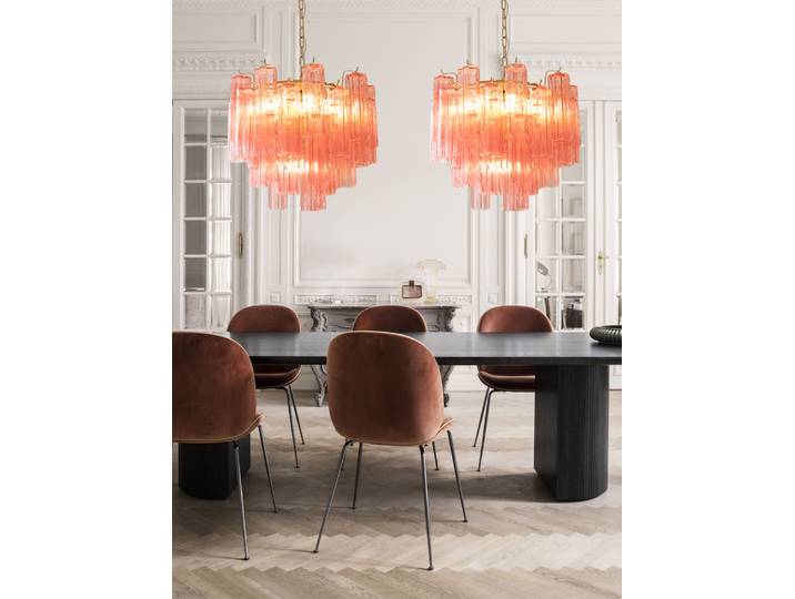 Tube de verre clair rose Design français Led Lustre éclairage lampe suspendue Lustre Suspension Luminaire lampe pour salle à manger décor
