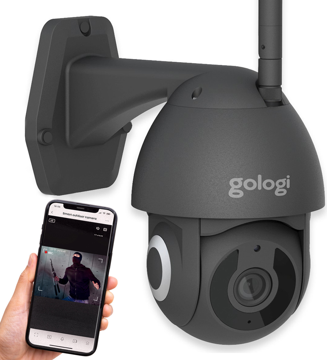 Gologi Superior buitencamera - Bekabelde beveiligings- en bewakingscamera met 3MP, nachtzicht en WiFi - Zwart