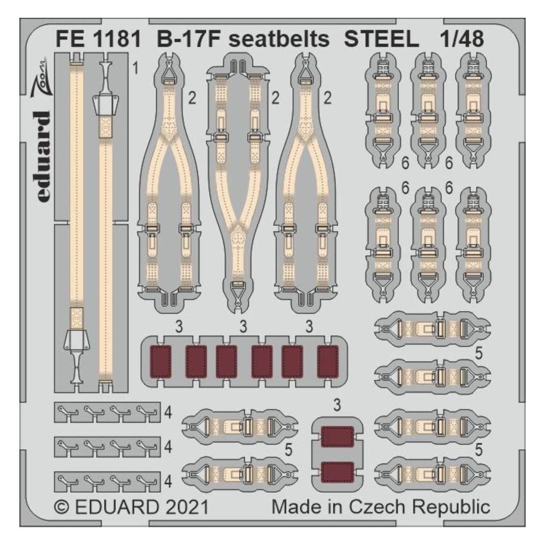 Eduard B-17F seatbelts STEEL 1/48 for HKM (FE1181)