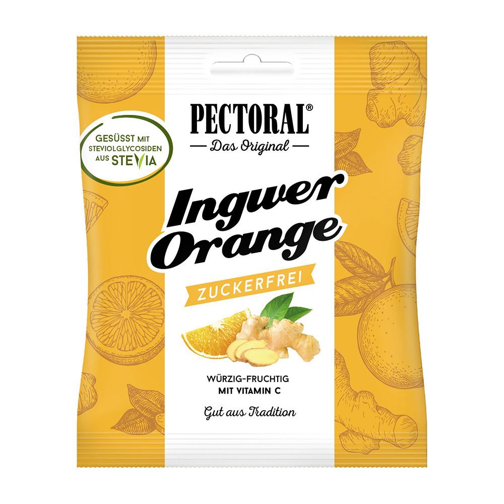 Pectoral Ingwer Orange Bonbons zuckerfrei 60 g