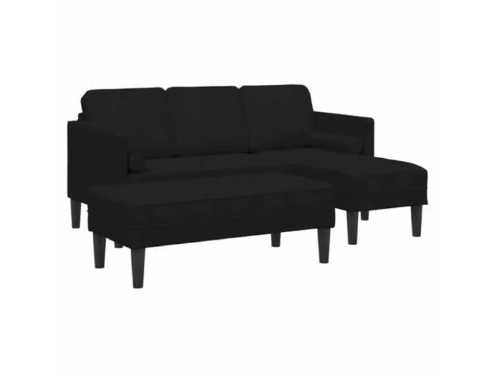 KUTYWEXFM Modulares Ecksofa 2-TLG mit Hocker L-Form Schwarz Samt Flexibles Polstermöbel für Wohnzimmer mit breiter Armlehne und samtweichem Polyesterbezug für Stil und Komfort.