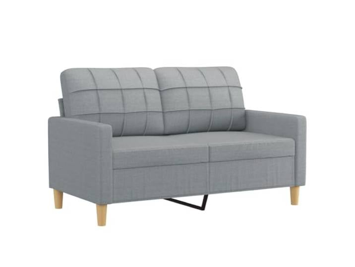 KTHLBRH 3-teiliges Sofa-Set, hellgrau mit Fußstütze Stoff 100% Polyester, Gestell aus Metall, 5 Kissen inklusive, 2-Sitzer und 3-Sitzer
