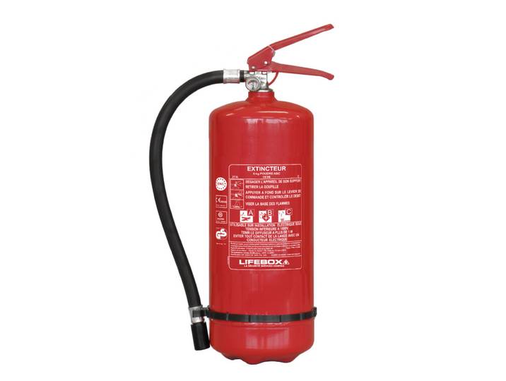 Lifebox Extincteur 6kg poudre ABC avec manomètre