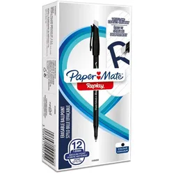 Paper Mate Replay, Clip, Stick-Kugelschreiber, Schwarz, 12 Stück(e), Medium