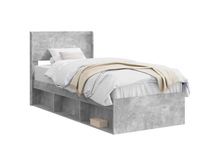 PUGYNBK Bettgestell mit Stauraum und Kopfteil, Grau Hochwertiges Holz, Lattenrost, ohne Boxspring, einfache Reinigung, einfache Montage