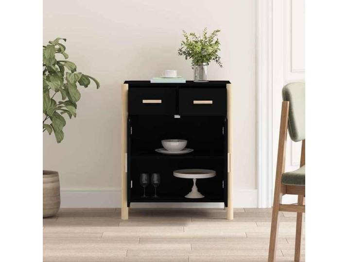 Noir Buffet & bahut contemporain，Buffet Noir 62x38x75 cm Bois d'ingénierie FR&2233