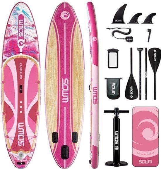 Aufblasbares SUP-Board, Rosa - Allround-Paddelbrett - 335x86x15 cm - PVC - Für Erwachsene und zum Angeln geeignet