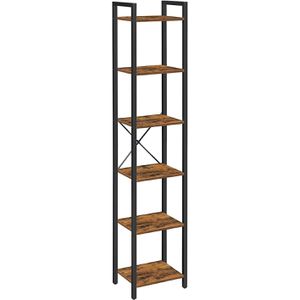 Vasagle Bücherregal LLS101B01, schwarz / vintage braun, aus Metall / Holz, 6 Ebenen, 40 x 187,5 x 30cm