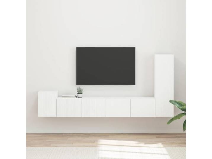 TV-Schrankset 3 stk Weiß Holzwerkstoff Wandschrank Medienaufbewahrung Wandmontage, vorgebohrte Löcher, viel Stauraum, robustes Material, platzsparend, modernes Design