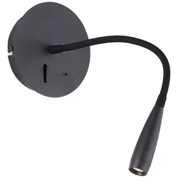 Brilliant Jutta Wandleuchte, USB-Anschluss, flexibler Lesearm, 14 cm Durchmesser