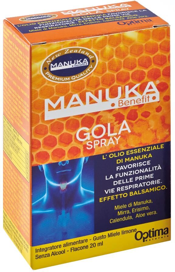 OPTIMA NATURALS Srl Manuka Benefit Gola Spray - Integratore per la Gola - 20 ml