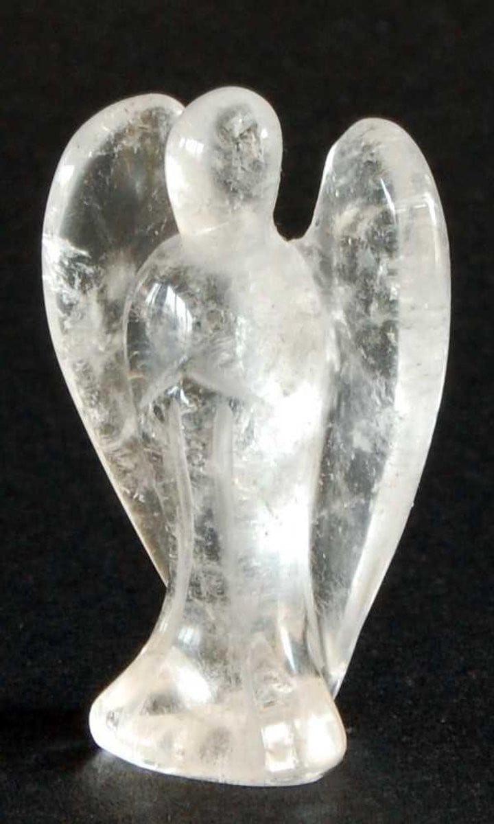 Handgesneden Bergkristal Engeltje - Transparant Engel Beeldje voor Woondecoratie - 3,5 cm