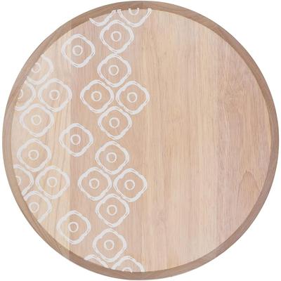 CounterArt "Whitewash Rubber Wood Lazy Susan Turntable 14"" Diameter Condiment Caddy, Charcuterie Board, Serving Turntable"