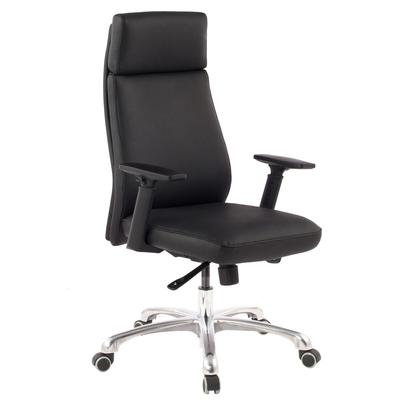 KADIMA DESIGN Bürostuhl PORTO Echt-Leder Schwarz ergonomisch mit Kopfstütze, Design Chefsessel Schreibtischstuhl ergonomisch mit Wippfunktion, Drehstuhl mit