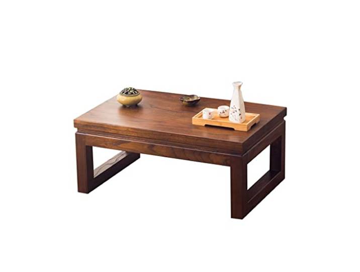 Moderner niedriger Couchtisch aus Holz mit stabiler Konstruktion for Wohnzimmer, Balkon und Heimbüro(90x50cm)