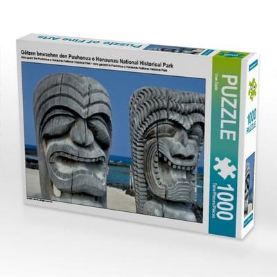 CALVENDO Puzzle Götzen bewachen den Puuhonua o Honaunau National Historical Park | 1000 Teile Lege-Größe 64x48cm Foto-Puzzle für glückliche Stunden