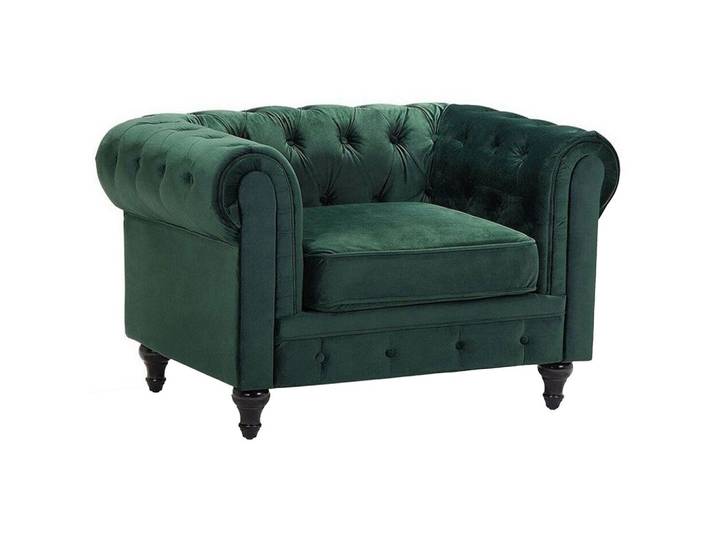 SESSEL Samtstoff grün Chesterfield