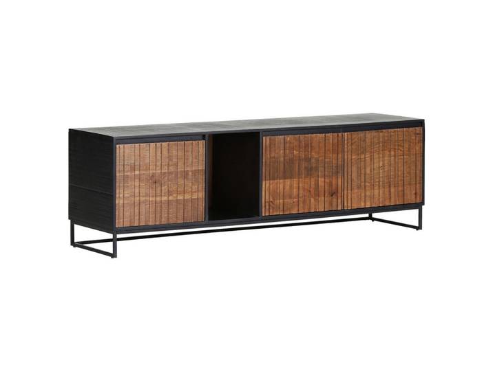 Landscape Lowboard, Braun, Natur, Schwarz, Metall, Mangoholz, massiv, 2 Fächer, 170x55x45 cm, Beimöbel erhältlich, stehend, Holzmöbel, Kleinmöbel Holz, Holzkommoden, Lowboards Holz