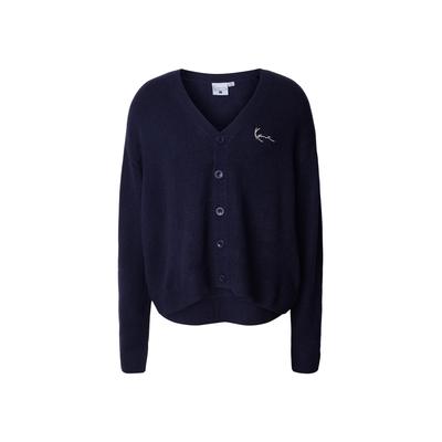 Cardigan KARL KANI "Karl Kani Signature Knit Cardigan", Herren, Gr. XXL, blau (dunkelblau), 100% Baumwolle, unifarben, normal, Rundhals, Strickjacken