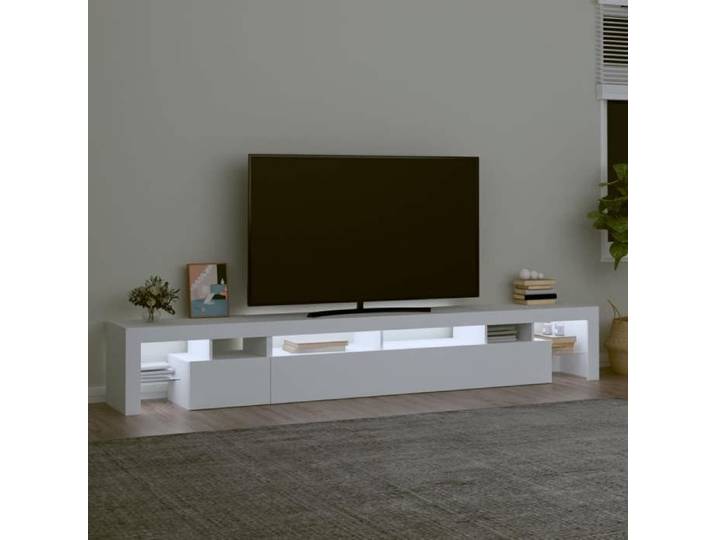 Blanc Meuble TV - SOLOMON - Support de Télévision avec lumières LED Blanc 260x36 5x40 cm LV491
