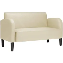 vidaXL Zweisitzer-Sofa Creme 110 cm Kunstleder