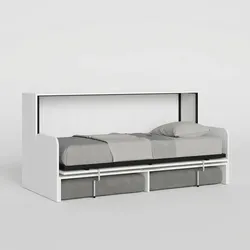Itamoby Kando Einzel-Schrankbett mit Sofa mit weißer Eschenmatratze, grau