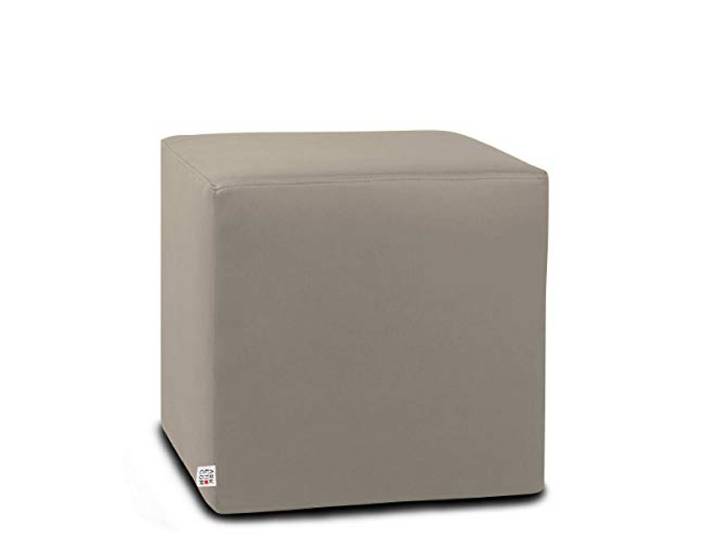 Arketicom Pouf/Sitzhocker aus Kunstleder (Bezug abnehmbar, mit Reißverschluss) und Polyurethan, zeitgenössisch 35 cm Talpa Taupe