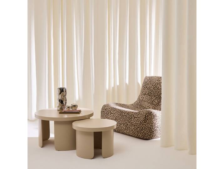 Set de 2 tables basses gigognes rondes beige