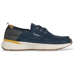 Pepe Jeans für Herren. PMS600029 Nautische Schuhe aus Leder Bampton Evolve marineblau (41), Wohnung, Spaltleder, Schnürsenkel, Lässig