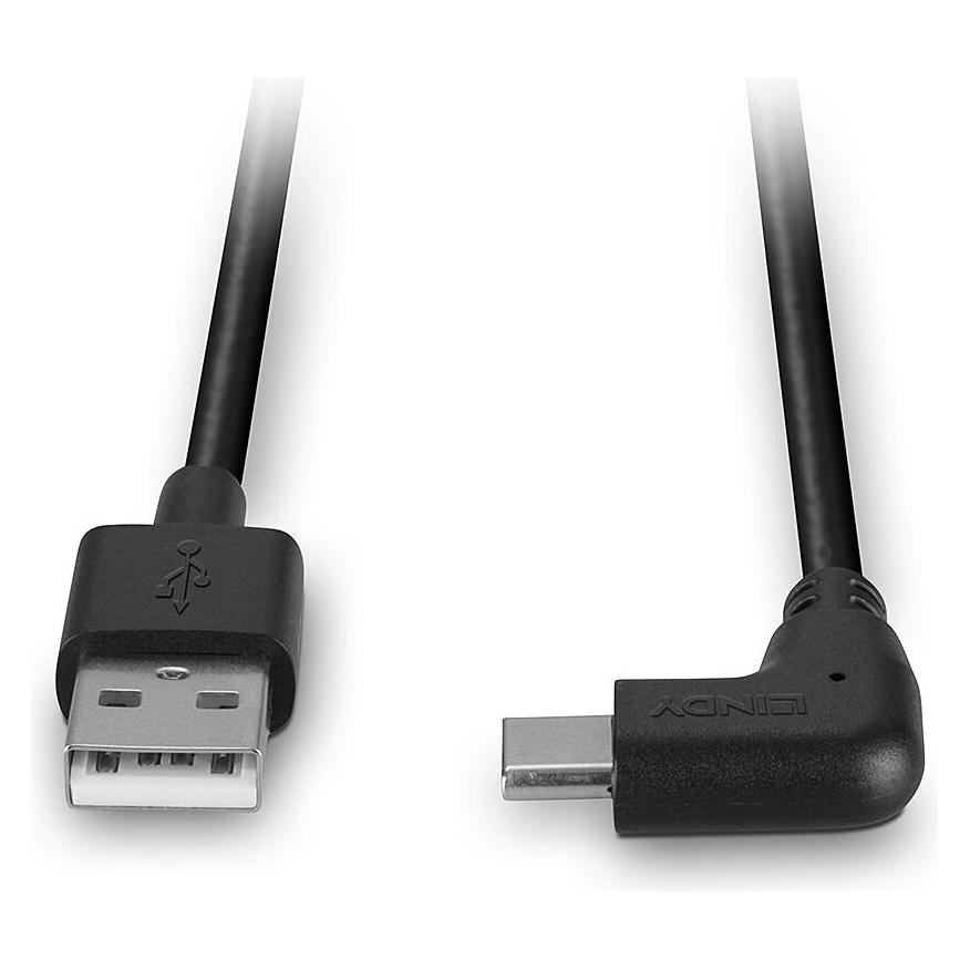 Lindy 1m USB 2.0 Typ A an C Kabel 90 gewinkelt (1 m, USB 2.0, 15 W) (32001)