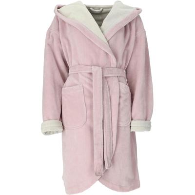 Damenbademantel VOSSEN "Runa, ideal für Sauna & Spa, Hotelbademantel, Morgenmantel" Gr. XL, lila (sea lavender, ivory), L:95cm, Doubleface, Hausmäntel