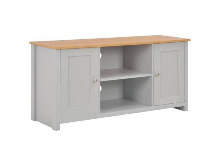 HEFZGDB TV-Schrank Grau 120x39x58 cm mit 2 Türen und 2 offenen Fächern - Moderner Aufbewahrungsschrank aus Holzwerkstoff für Multimedia-Geräte und Wohnzimmer-Organisation