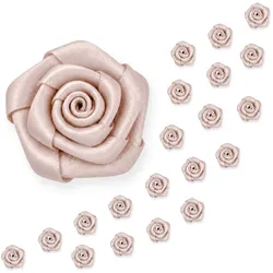 Creativery 20 Satinrosen 15mm Kleine Rosenköpfe Stoffrosen Deko Satinröschen Minirosen Cappuccino