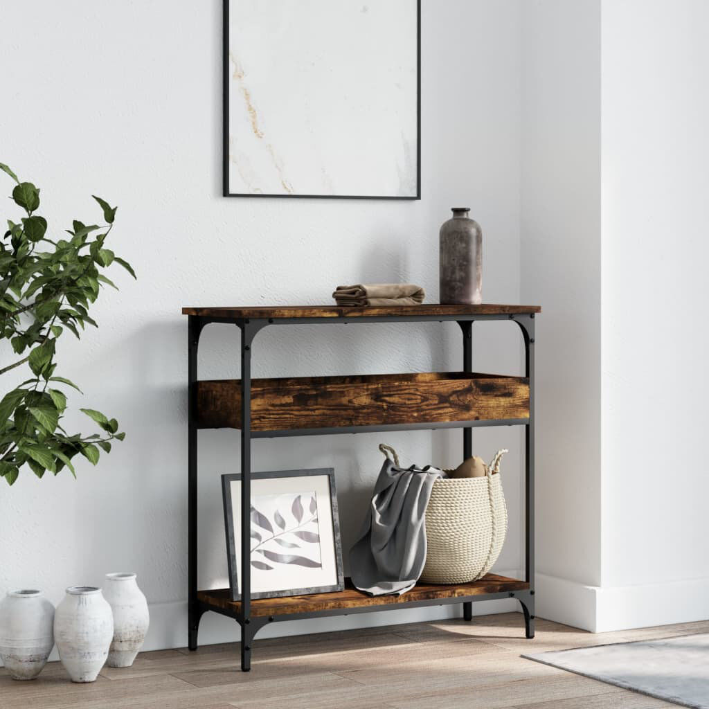 17 Stories Norrin Console Table Smoked Oak 75 H x 75 W x 29 D cm